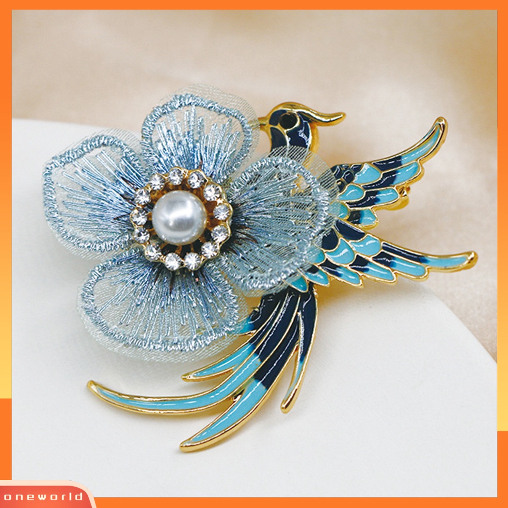 [ONE] Kerah Pin Bordir Bunga Enamel Burung Alloy Mutiara Imitasi Berlian Imitasi Bros Pin Aksesoris Kostum