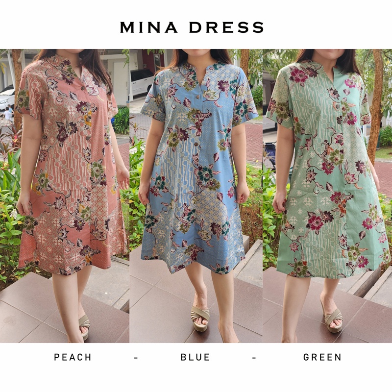 Evercloth Mina Dress Batik Modern Wanita Gaun Terusan Jumbo