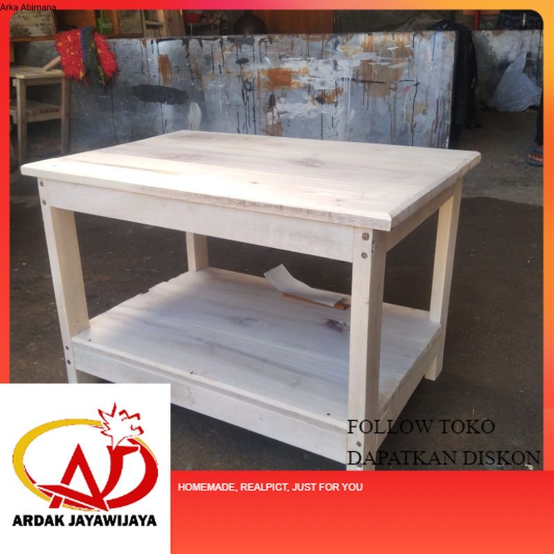 MEJA BELAJAR KAYU - RAK KAYU SERBAGUNA 2 SUSUN