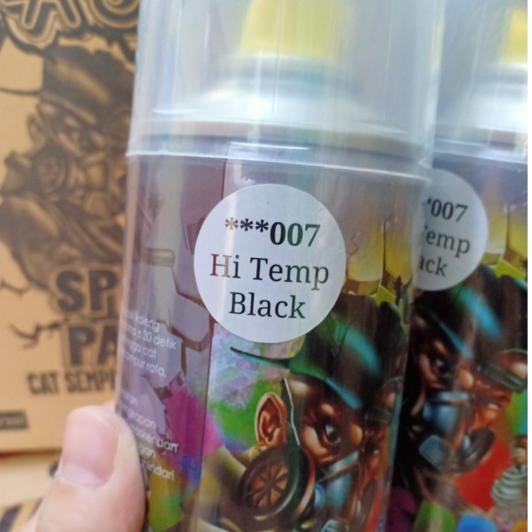SASIN Spray Paint Cat Semprot Duco Terbaik Pilok PIlox S007*** Hi-Temp Black / Hi Temp / Hitemp / Cat Knalpot / Tahan Panas sd 600 Derajat (400cc-BESAR) S 007