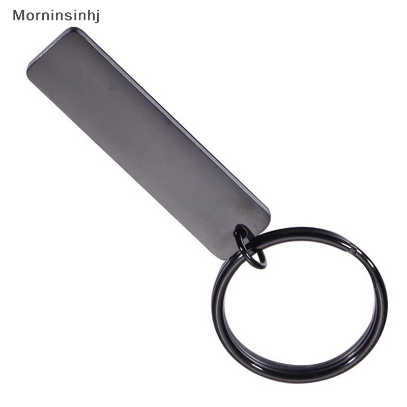 Mornin 1pc Strip Bar Gantungan Kunci Cermin Polish Stainless Steel Stamping Kosong Keychain Untuk DIY Name Engrave Tag Keychain id