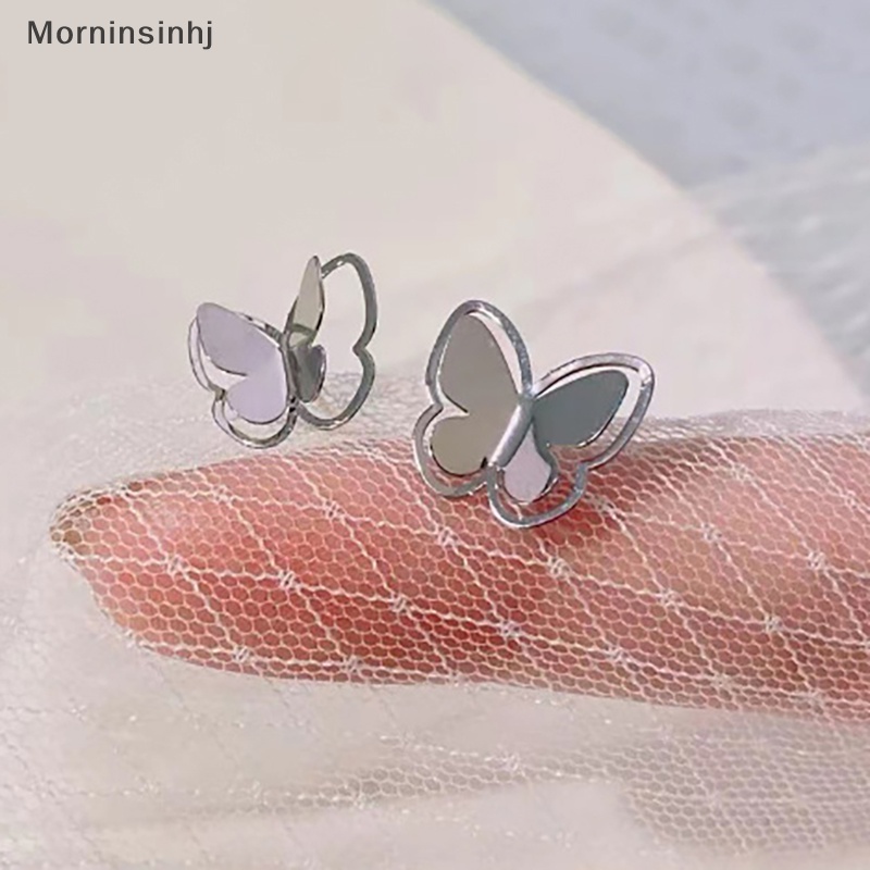 Mornin 1pasang Fashion Lucu Berongga Kupu-Kupu Perak Anting Perhiasan Kecil Segar Baru Fashion Manis Earing Untuk Wanita Lucu Elegan Indah Perhiasan Hadiah id