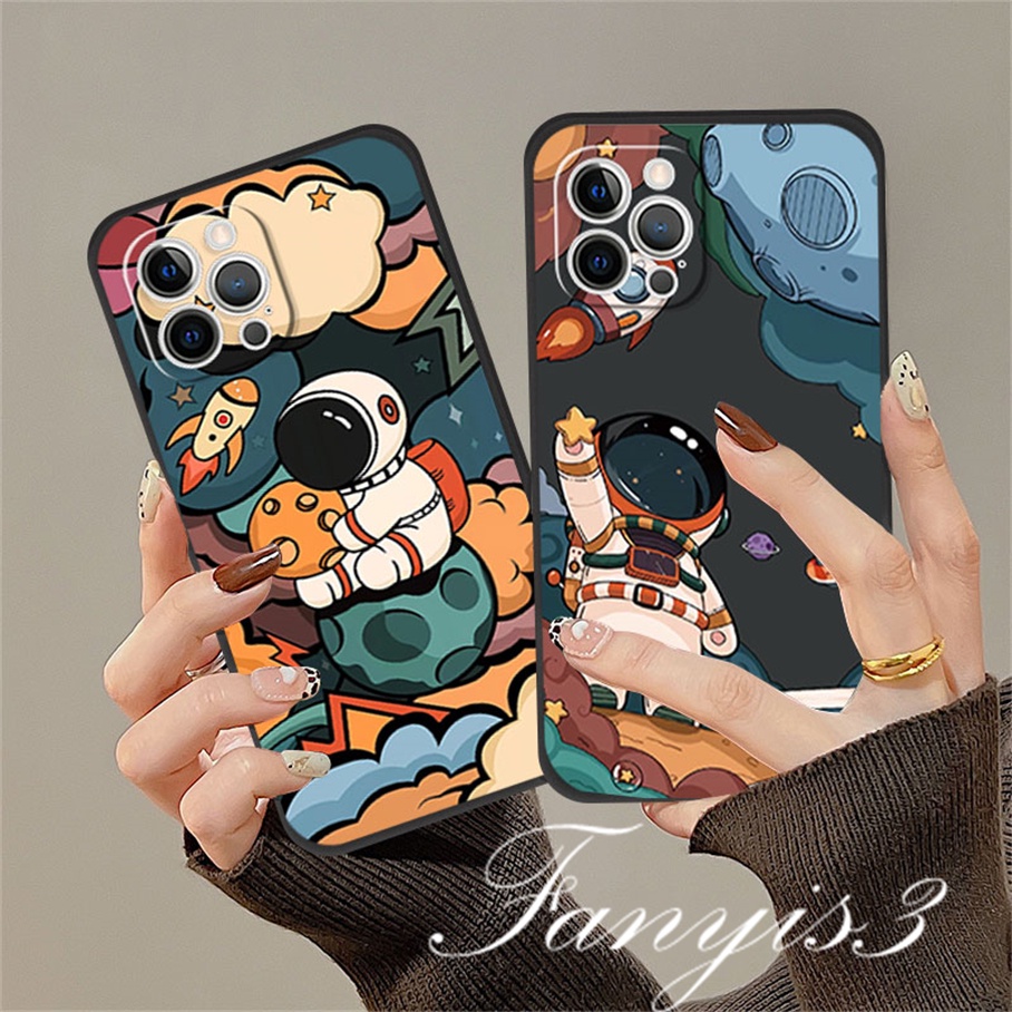 Redmi 12C A1 Plus Note 11 Pro+ 11 11s 10 10s 9 9s 8Pro 10A 10C 10 9C 9A 9T Xiaomi 11Lite 11TPro Poco X3Pro X3NFC Astronot Phone Case Silicon Soft Cover Pelindung