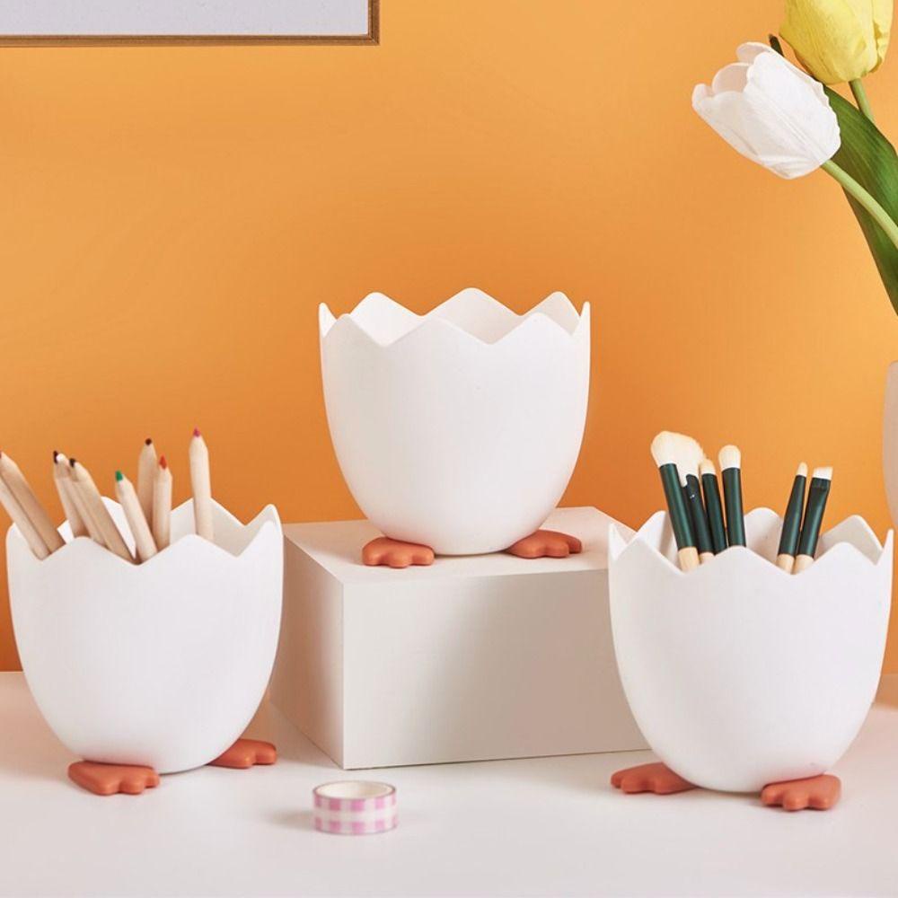 Agustinina Eggshell Pen Holder Kawaii Lucu Sekolah Kantor Keranjang Kertas Limbah Meja Ornamen Multifungsi Ember Penyimpanan Serba Serbi