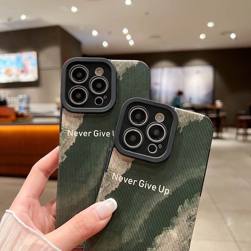 IPHONE Untuk Iphone14 13 12 11 Pro Max X XR XS Max7 8 Plus Vintage Hijau Pantai Tekstur Vertikal Kulit Pelindung Soft case