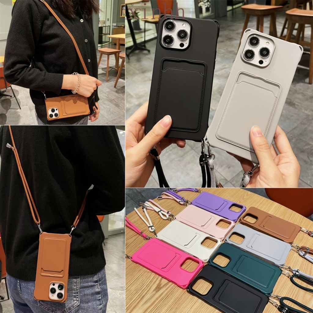 IPHONE Modis TPU Lanyard Soft Casing Cocok Untuk Iphone14 13 12 11 Pro Max Tali Diagonal Tempat Penyimpanan Kartu