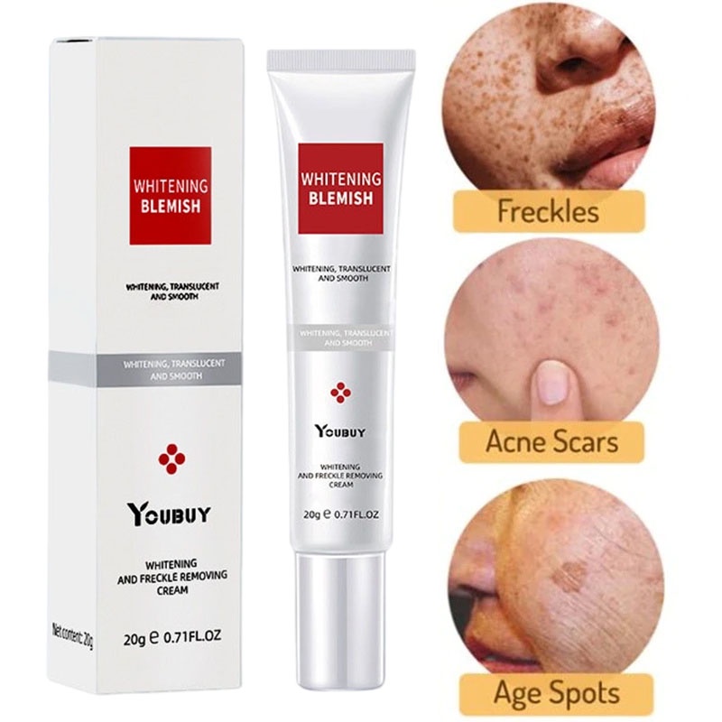 Youbuy Whitening Freckle Cream Remove Dark Spots Anti Freckle Cream Niacinamide Melasma Brighten Cream Pemutih Kulit Mencerahkan Brightening Flek Hitam-20Gr