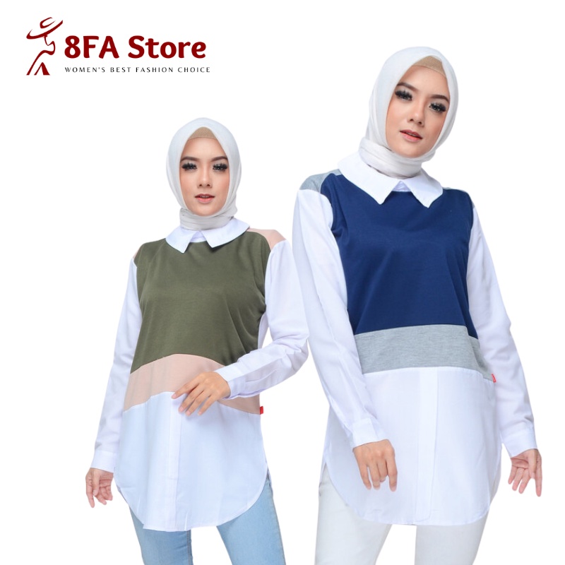 Tunik Wanita Putih Variasi Rompi Atasan Wanita Muslim Kekinian - 8FA Romla
