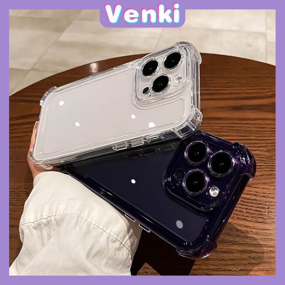 VENKI - Untuk iPhone 14 Pro Max iPhone Case Acrylic Hard Case Bening Case Airbag Tahan Guncangan Kamera Case Ungu Hitam Kompatibel dengan iPhone 13 Pro Max 12 Pro Max 11 Pro Max