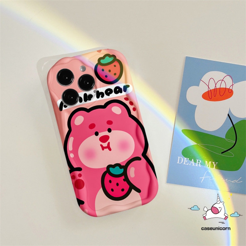 Casing Winnie The Pooh Lucu Untuk Redmi A2 10 9 A1 10C 9T 9C NFC 9A 10A Redmi Note12 8 9 11 10s 10 11s Pro Max POCO M3 3D Wavy Curved Edge Kartun Strawberry Bear Manyo Tpu Lembut Sarung