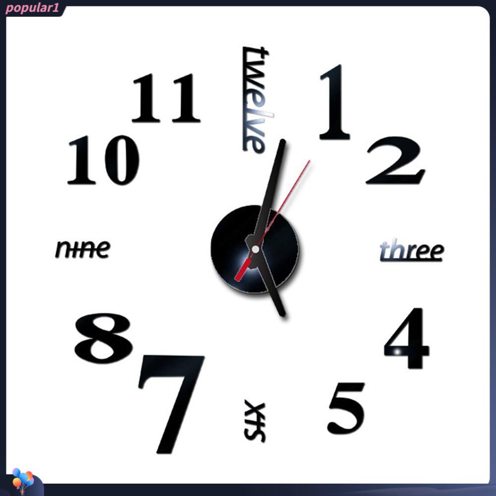 Populer Jam Dinding DIY 3D Gaya Modern Akrilik Aksesoris Dekorasi Rumah Quartz Senyap