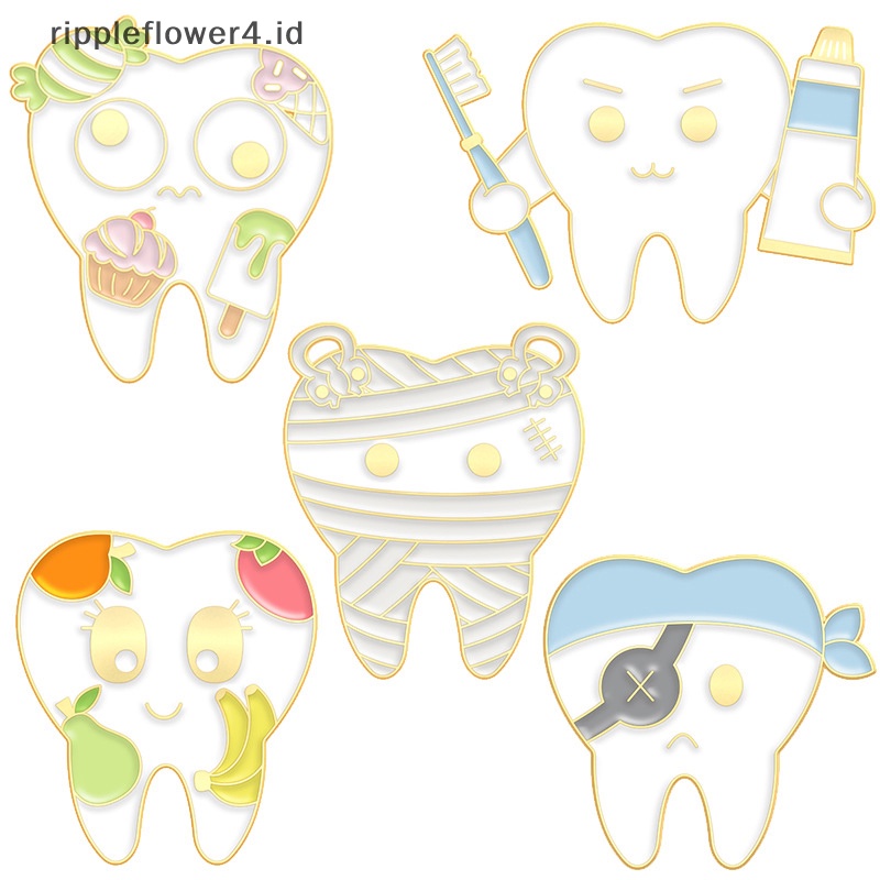 {rippleflower4.id} Kreatif Kesehatan Mulut Enamel Pin Gigi Bajak Laut Bros Kerah Lencana Aksesoris Kartun Dokter Gigi Fashion Perhiasan Hadiah~