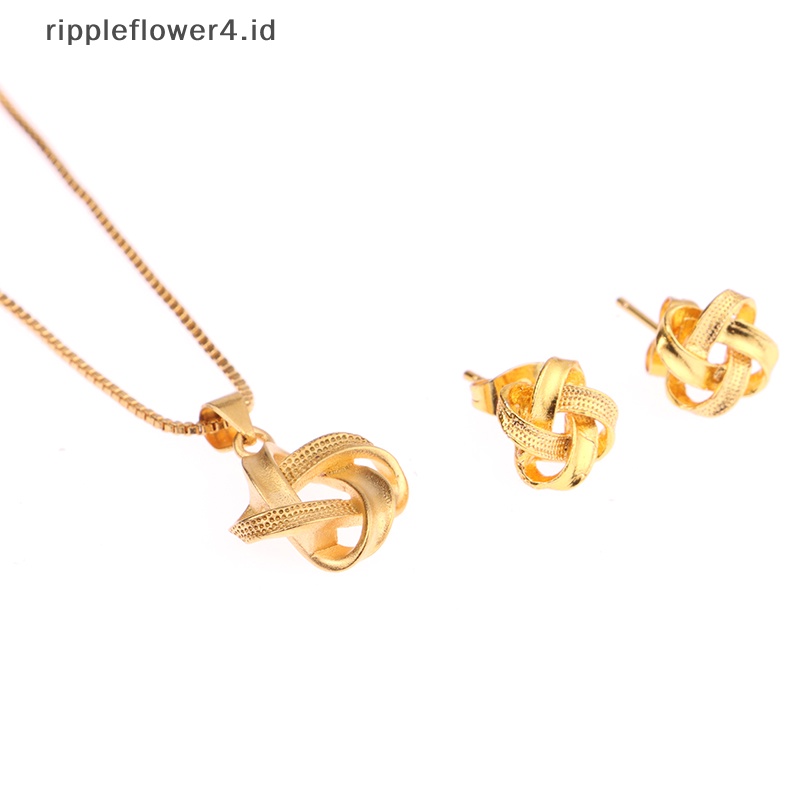{rippleflower4.id} 3pcs /Set Perhiasan Untuk Wanita Interweave Geometris Liontin Kalung Anting Perhiasan Pernikahan Set Aksesoris Pesta Hadiah~