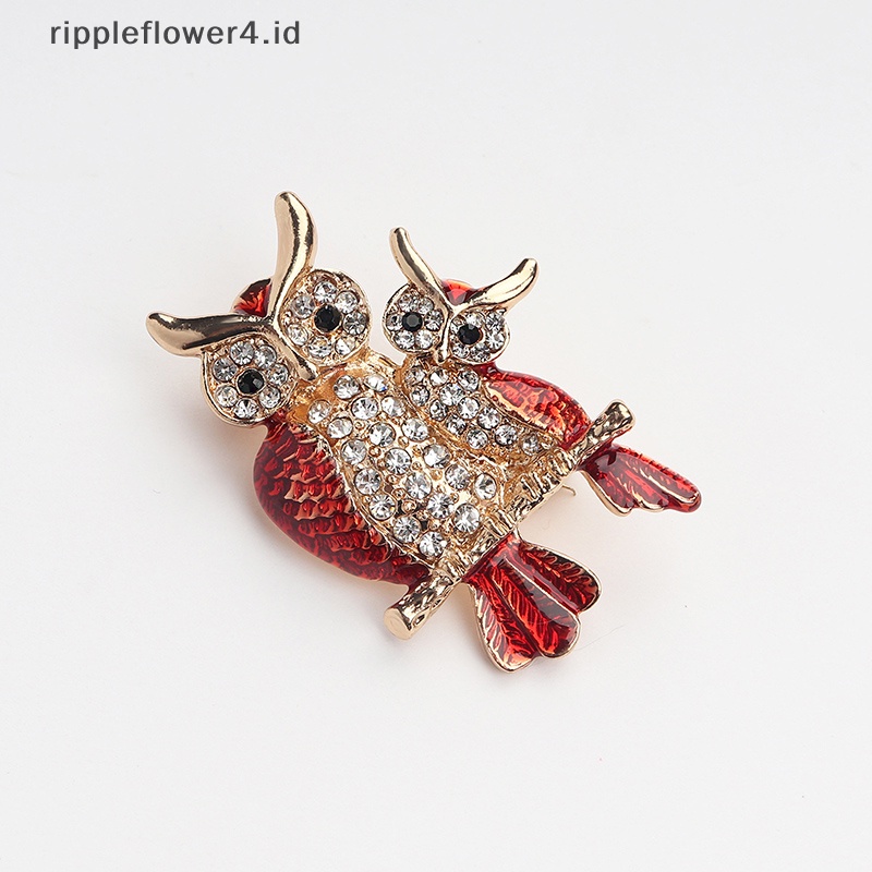 {rippleflower4.id} Owls Bros Hadiah Natal Pin Korsase Dua Owls Pin Jas Retro Bros~