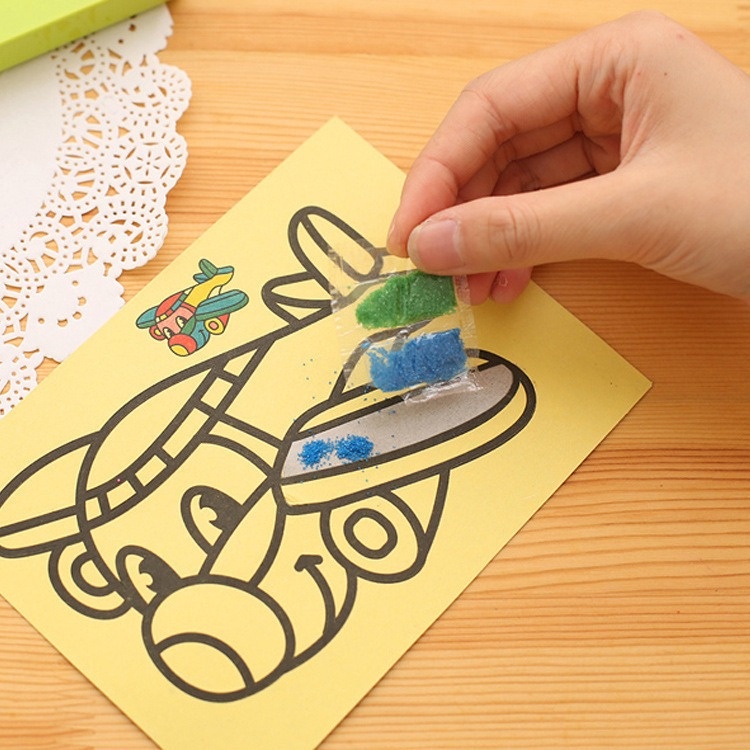 5pcs Set Gambar Sticker Cat Pasir Berwarna Edukatif GM-ST0390