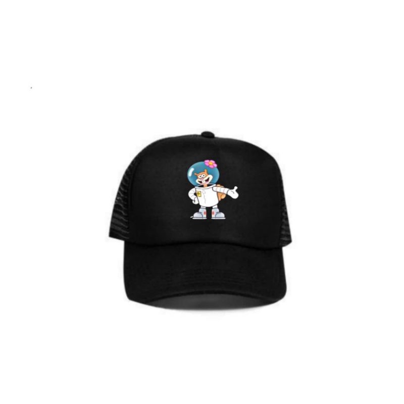 Snapback topi SPONGEBOB SANDY trucker polos hitam caps hat jaring / bisbol / pria wanita dewasa dan 