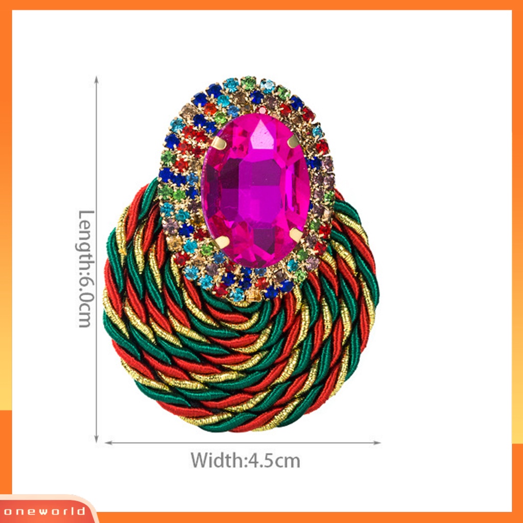 [WOD] 1pasang Anting Menjuntai Warna-Warni Berlian Imitasi Perhiasan Rajut Tangan Shiny Geometric Round Stud Earrings Untuk Pacaran