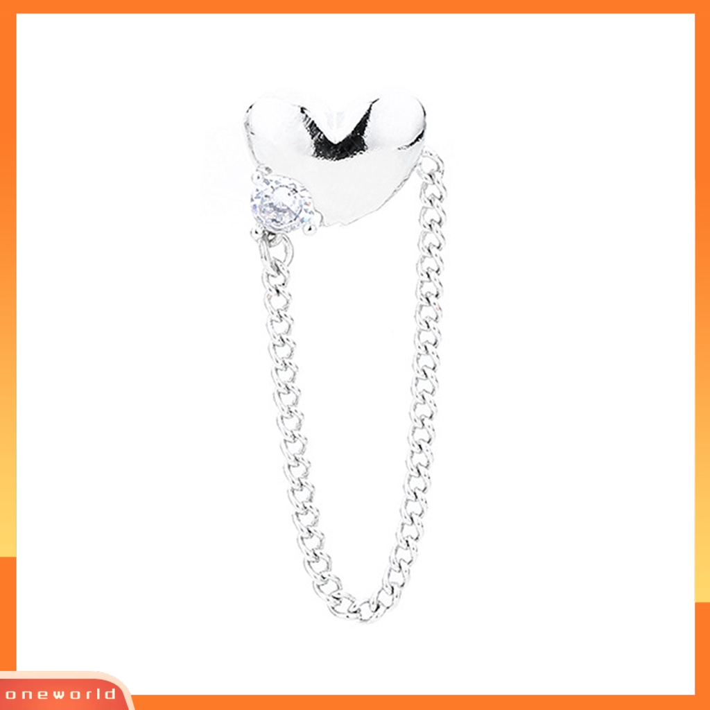 [WOD] 1pc Wanita Anting Bentuk Hati Berkilau Punk Rumbai Rantai Menjuntai Anting-Anting Perhiasan Fashion