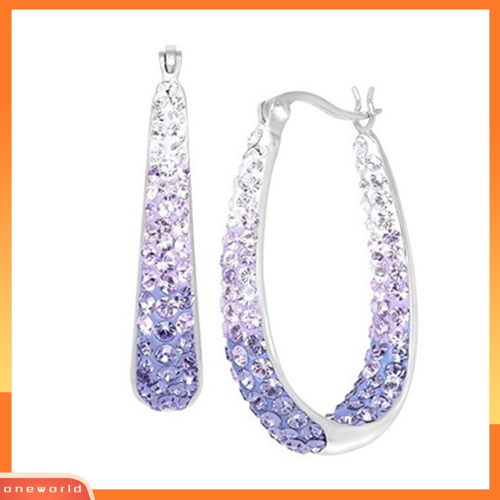 [WOD] 1pasang Anting Hoop Hias Berlian Imitasi Bahan Alloy Valentine Day Huggie Earrings Untuk Wanita