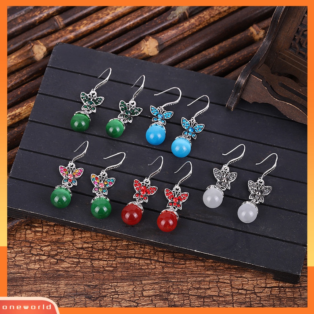 [WOD] 1pasang Anting Menjuntai Bentuk Kupu-Kupu Berwarna Berlian Imitasi Perhiasan Electroplated Tahan Lama Drop Earrings Untuk Pernikahan