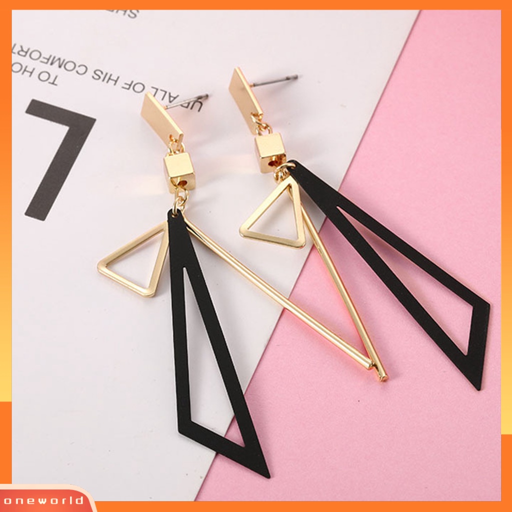 [WOD] 1pasang Anting Menjuntai Bentuk Geometris Segitiga Berongga Keluar Anting Drop Warna-Warni Untuk Pernikahan