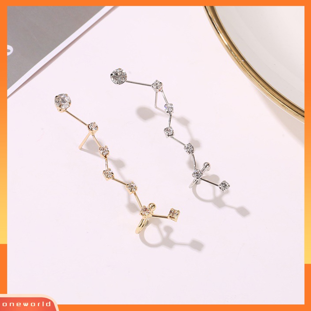 [WOD] 1pc Wanita Berlian Imitasi Bertatahkan Bintang Telinga Manset Klip On Anting Pesta Perhiasan Hadiah