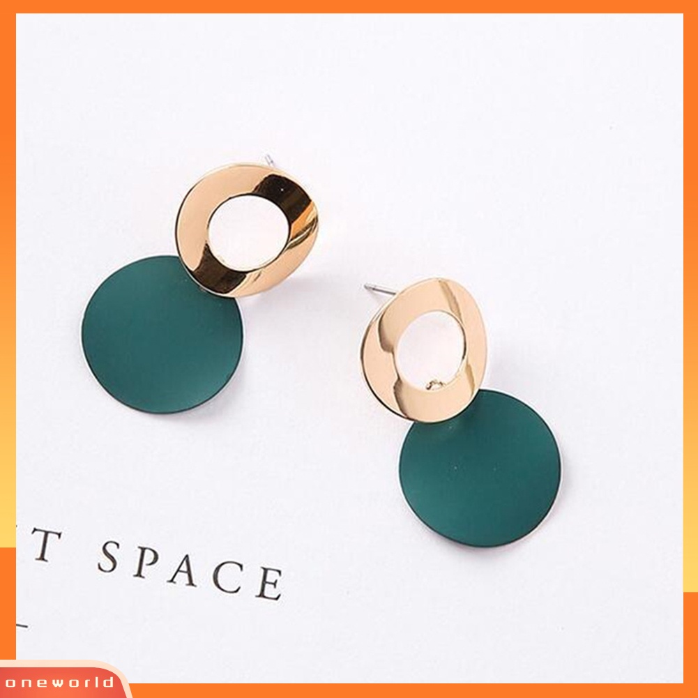 [WOD] 2pasang Bergaya Wanita Geometris Bulat Menjuntai Berongga Lingkaran Stud Earrings Jewelry