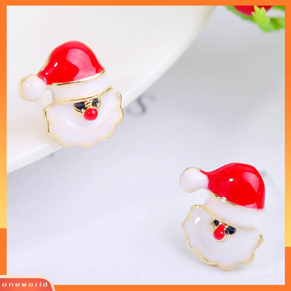 [WOD] Wanita Kreatif Natal Snowflake Candy Cane Stud Earrings Perhiasan Pesta Xmas