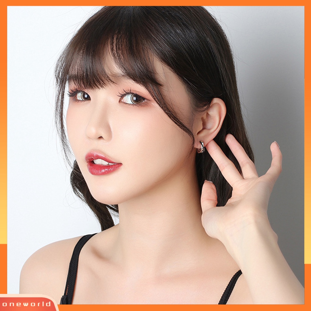 [WOD] 1pasang Anting Hoop Wanita Bulat Warna Kontras Halus Hip Hop Lady Earrings Perhiasan Perempuan