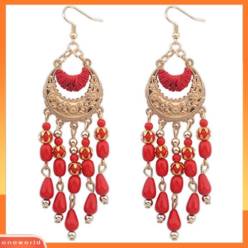 [WOD] Wanita Retro Bulan Sabit Telinga Tetes Menjuntai Rumbai Kait Anting Gaya Boho