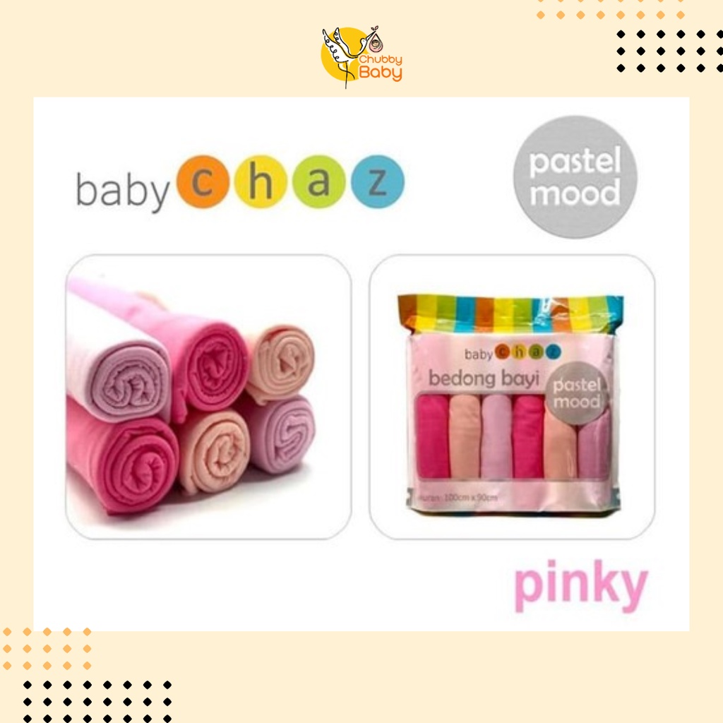 BabyChaz Baby Cotton Swaddle - Pinky Set | Bedong Bayi isi 6pcs