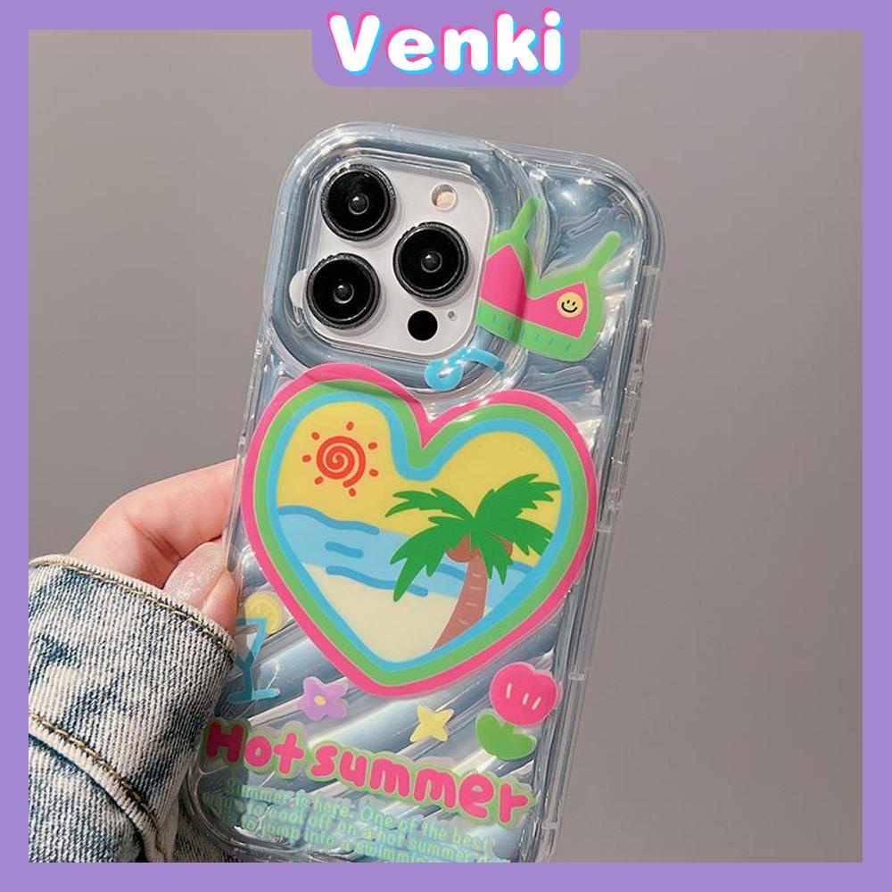 VENKI - iPhone Case untuk iPhone 11 Laser Reflektif Bening Ponsel Case TPU Lembut Shockproof Airbag Case Romantis Pohon Kelapa Kompatibel dengan iPhone 14 13 Pro Max 12 Pro Max XR XR 7 8