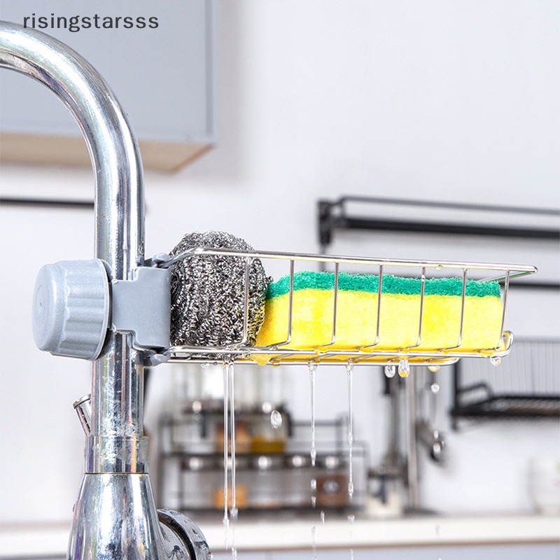 Rsid Span-new Dapur Stainless Steel Wastafel Drain Rack Spons Penyimpanan Kran Tempat Sabun Drainer Rak Handuk Shelf Organizer Aksesoris Dapur Jelly