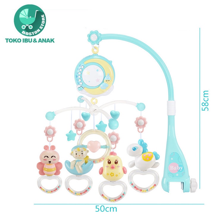 Bostonstore Mainan Box Tempat Tidur Bayi / Mainan Tidur Bayi / Crib Hanging Toys / Box Bayi musik toys Gantung di Tempat Tidur Bayi +Remote / Crib Bell Toys /  Mainan gantungan box ranjang bayi Gantungan tempat tidur bayi baby crib toys baby bed