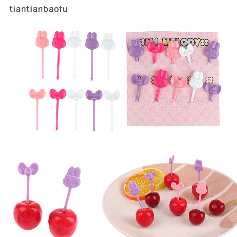 [tiantianbaofu] 10 Pcs Mini Anak Hewan Makanan Buah Picks Garpu Kotak Makan Aksesori Dekorasi Alat Butik