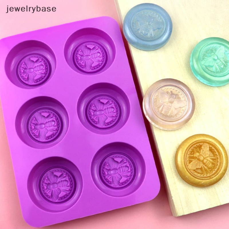 [jewelrybase] 6lubang Bulat Pola Lebah 3D Sabun Cetakan DIY Buatan Tangan Silikon Pembuat Kue Butik