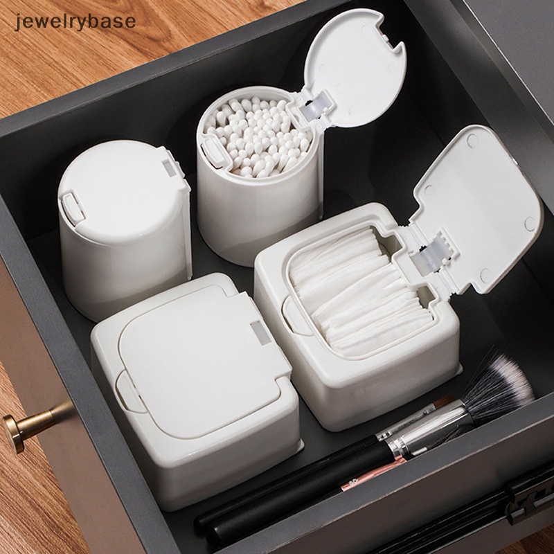 [jewelrybase] Pop window type storage box Cotton swab box Persegi Panjang double grid circular simple storage Benda Kecil Aksesoris Rambut Kelas Butik