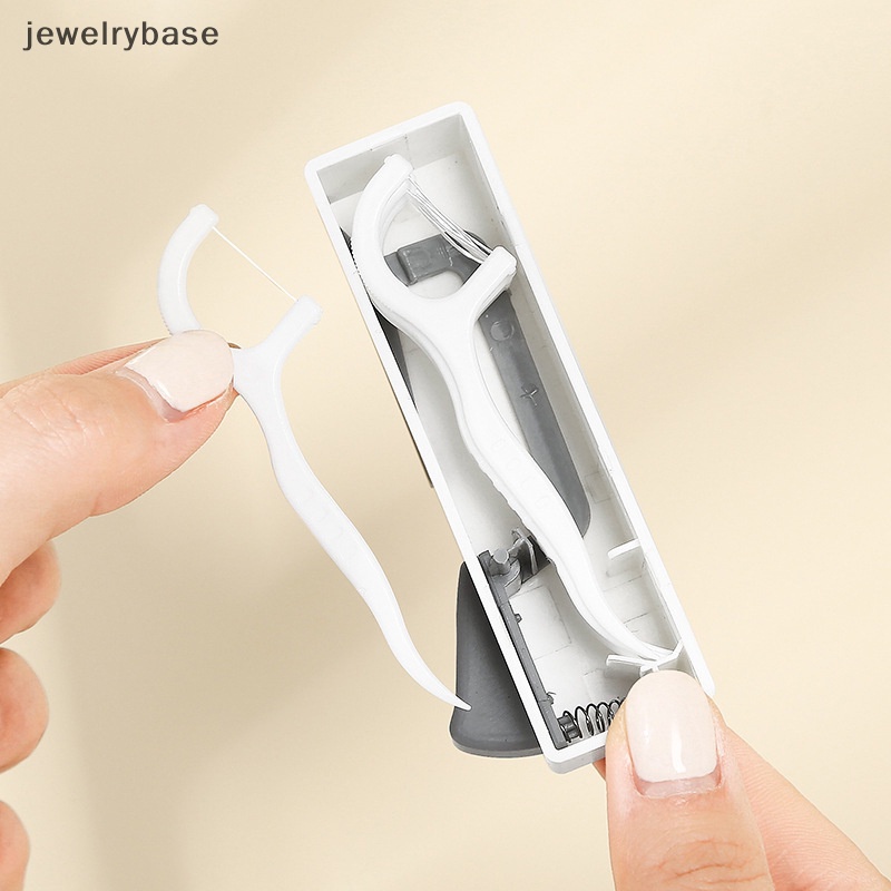 [jewelrybase] Kotak Penyimpanan Flosser Gigi Portable Otomatis Plastik Floss Pick Dispenser Butik