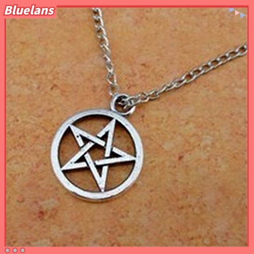 [BLS] 2 Pcs Fashion Unisex Bintang Lingkaran Pentagram Liontin Kalung Pasangan Xmas Hadiah