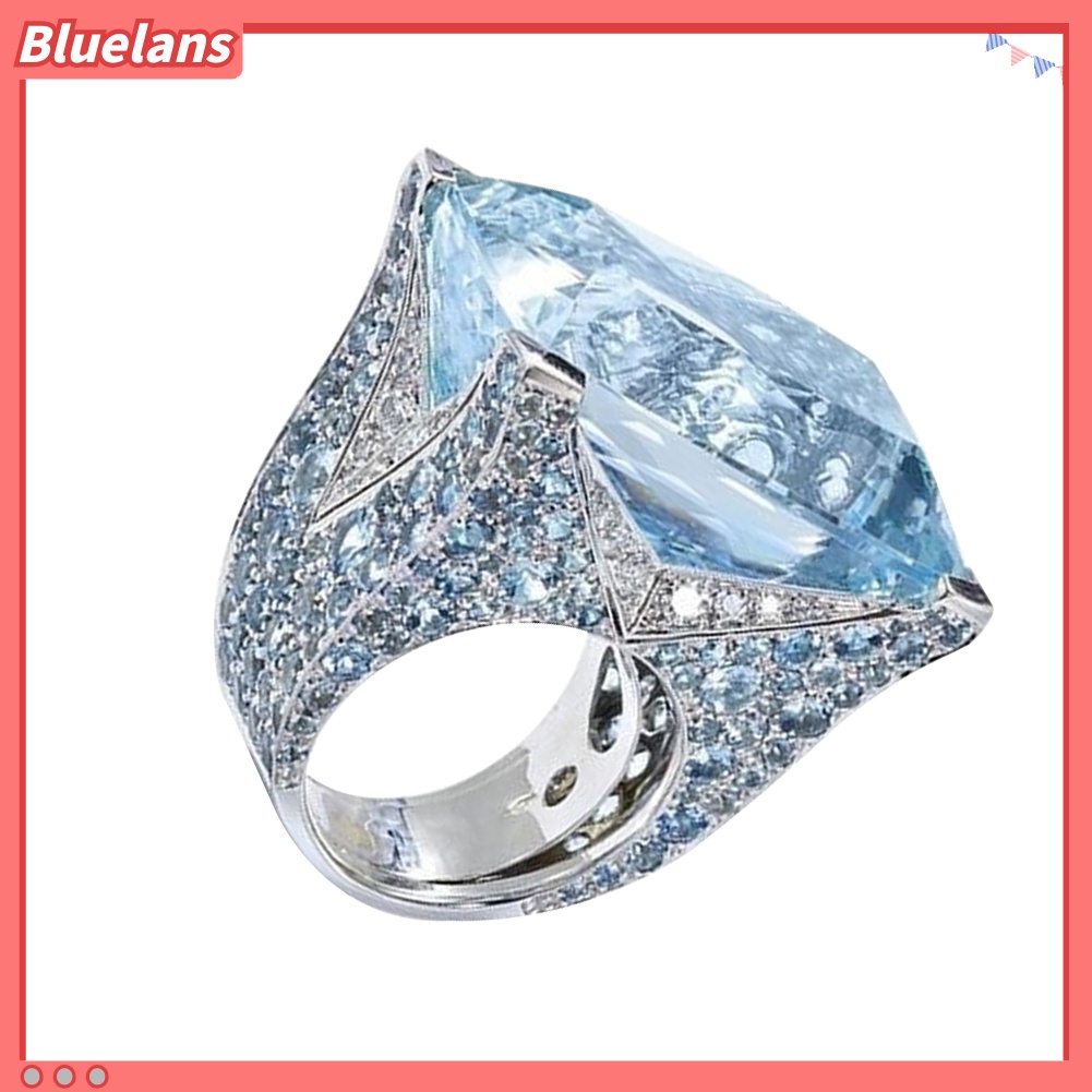 [BLS] Sparkling Women Cubic Zirconia Cincin Pengantin Pernikahan Pertunangan Pesta Perhiasan Hadiah
