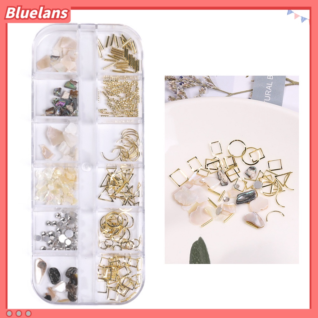 [BLM] 1kotak Dekorasi Kuku 12kisi Desain DIY Bahan Alloy Hiasan Kuku 3D Sequin Untuk Wanita