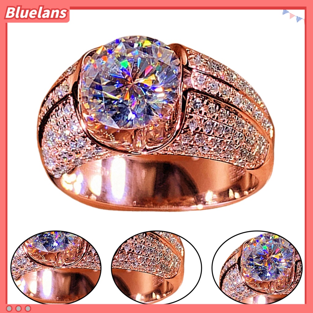 [BLS] Cincin Wanita Temperamen Sederhana Alloy Cubic Zirconia Tertanam Hadiah Ideal Cincin Jari Untuk Pesta
