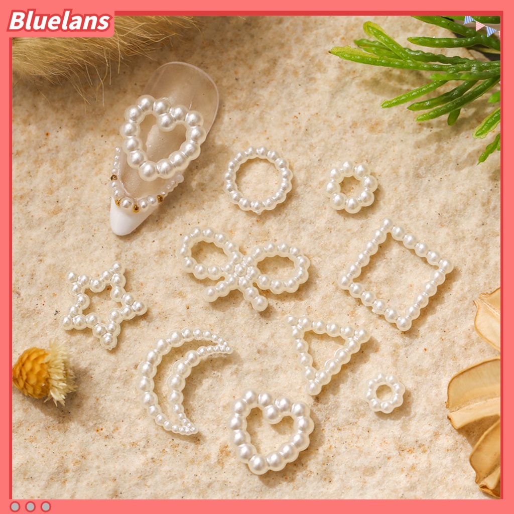 [BLM] 50 Pcs Mutiara Dekorasi Kuku Busur /Cinta Hati/Star Putih Mini Bulat Manik-Manik Indah Fashion DIY Nail Art Aksesoris Nail Art Pesona Ponsel Case Dekorasi Perlengkapan Kuku