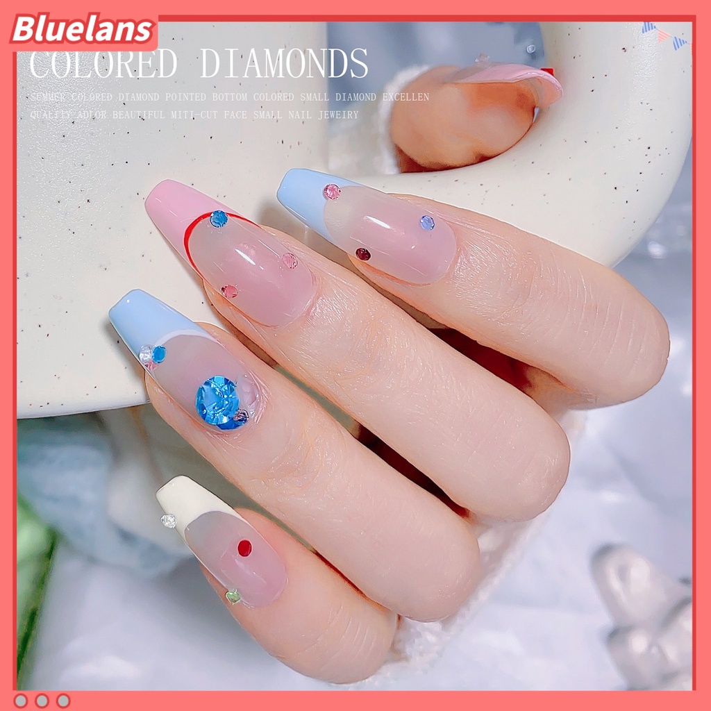 [BLM] 1tas Nail Art Berlian Imitasi Bersinar Glitter Berkilau DIY Mempesona Efek Visual Warna-Warni Dasar Runcing Pesona Kuku Dekorasi Salon Kuku Pasokan