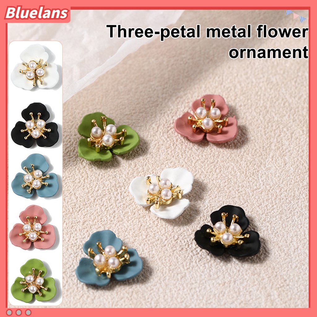 [BLM] 5pcs Bunga Dekorasi Kuku Modis Gaya Aksesoris Kuku Bunga Mutiara Buatan Nail Art Stud Untuk Salon