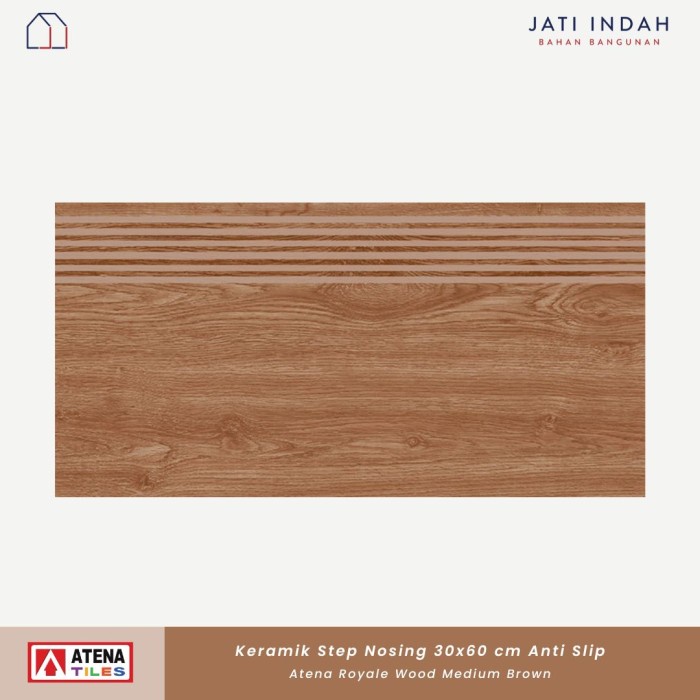 Keramik Tangga 30x60 cm Atena Royale Wood M.Brown Step Nosing (1.08m2)
