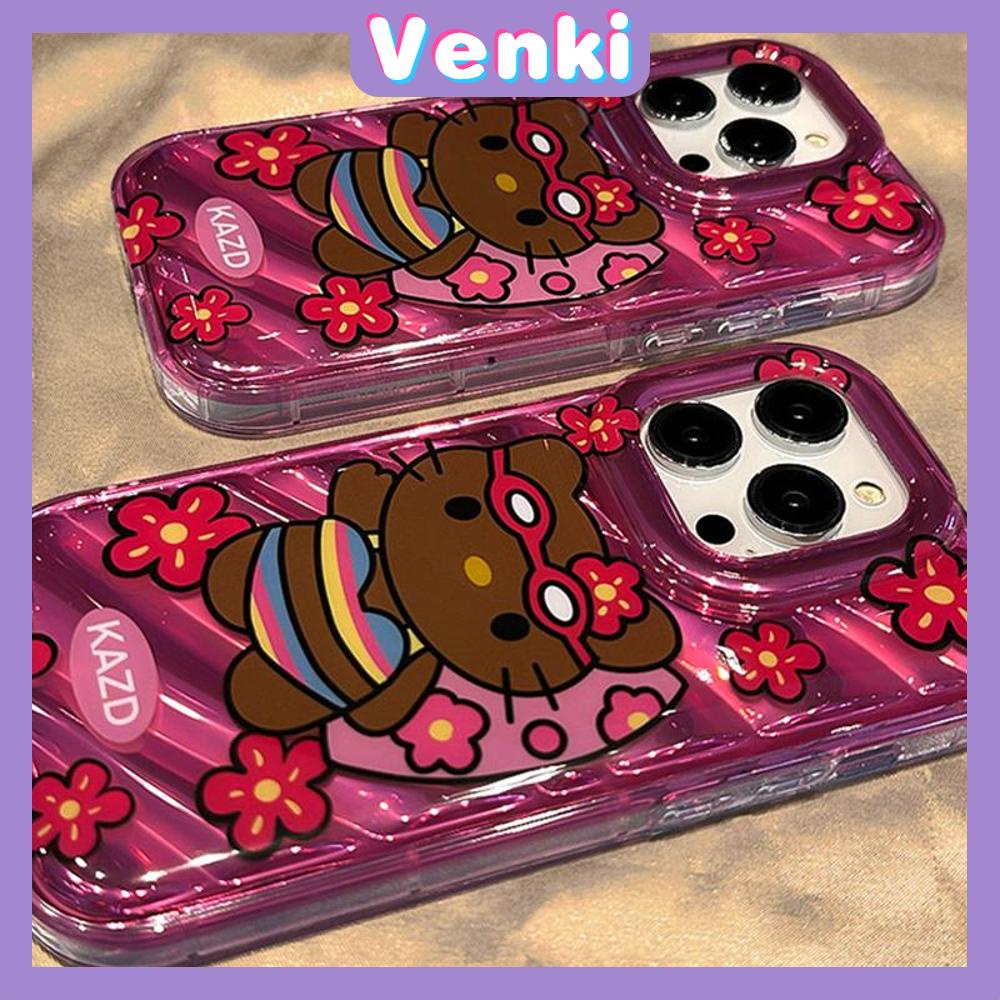 VENKI - Untuk iPhone 11 Laser Reflektif Bening Phone Case TPU Soft Shockproof Airbag Phone Case Cute Hitam Kulit Kartun Kucing Kompatibel dengan iPhone 14 13 Pro max 12 Pro Max XR XR 7