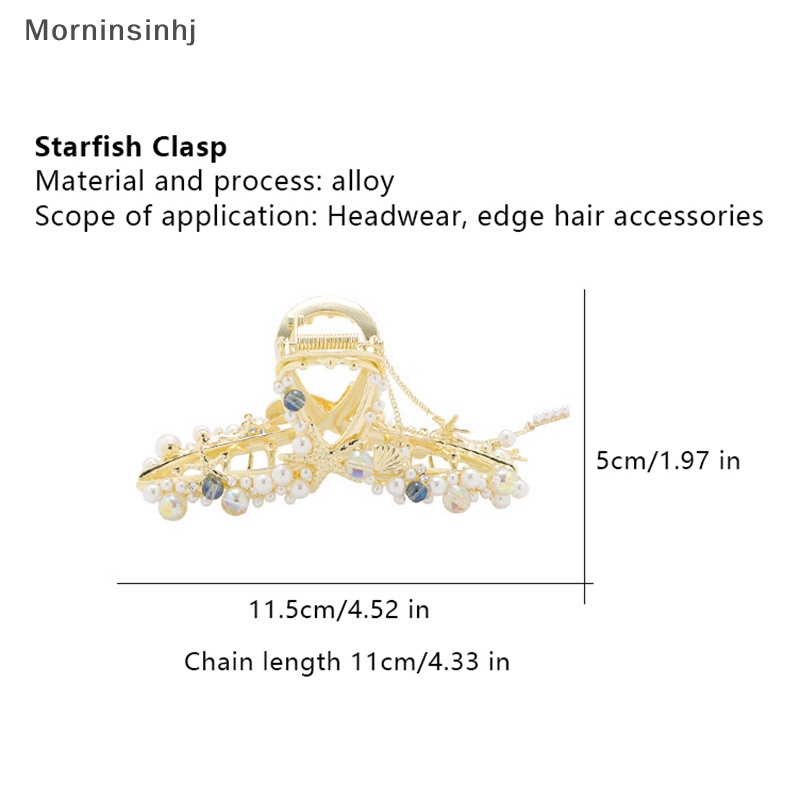 Mornin Fashion Shiny Hair Clip Wanita Hair Claw Metal Berlian Imitasi Mutiara Rumbai Retro id