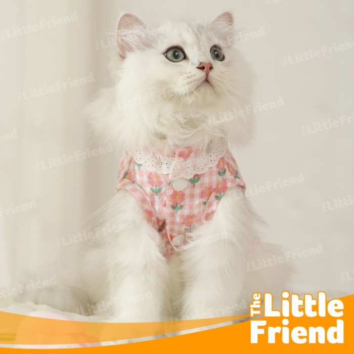 Baju Anjing Kucing Daily Summer Sunflower Thin Lace Neck Tipis Halus