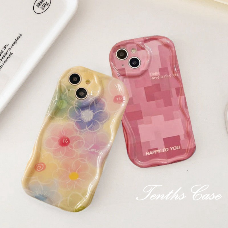 Untuk OPPO A17 A17K A57 A78 A77 A77s A76 A96 A16 A16s A15 A15s A54 A95 A94 A93 A53 A33 A32 A5 A9 2020 A3s A12e A7 A5s Reno 4F 5F 3D Gelombang Lengkung Tepi Lukisan Minyak Art Phone Case